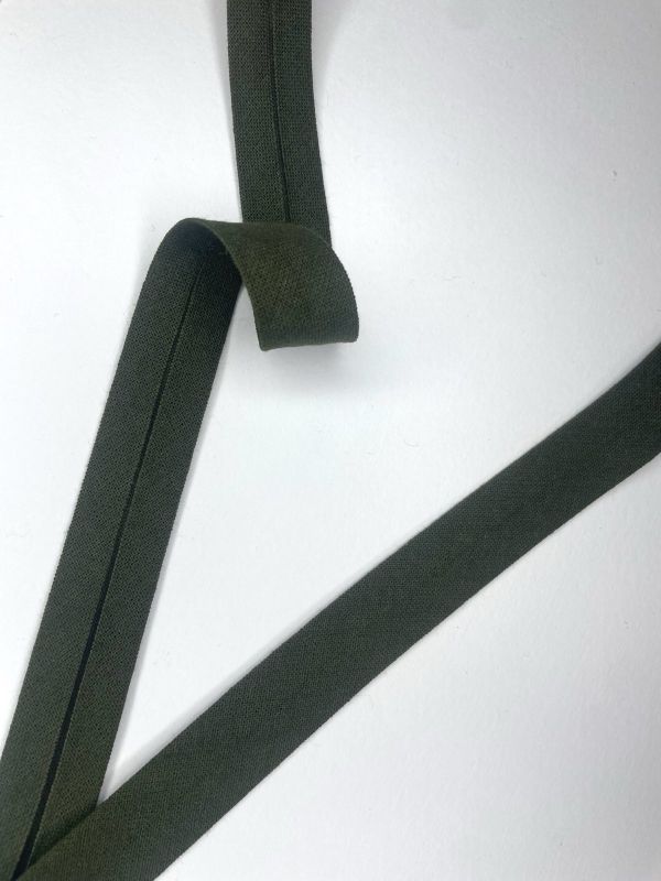 Коса-бейка бавовняна однотонна,запрасована з обох боків,хакі , ( 20 м) ,№12