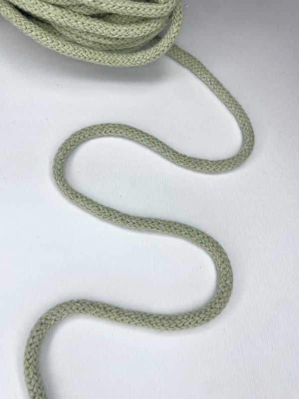 Шнур бавовняний круглий , ширина 5 мм , з серцевиною , оливковий,  (50 м) , K-S10