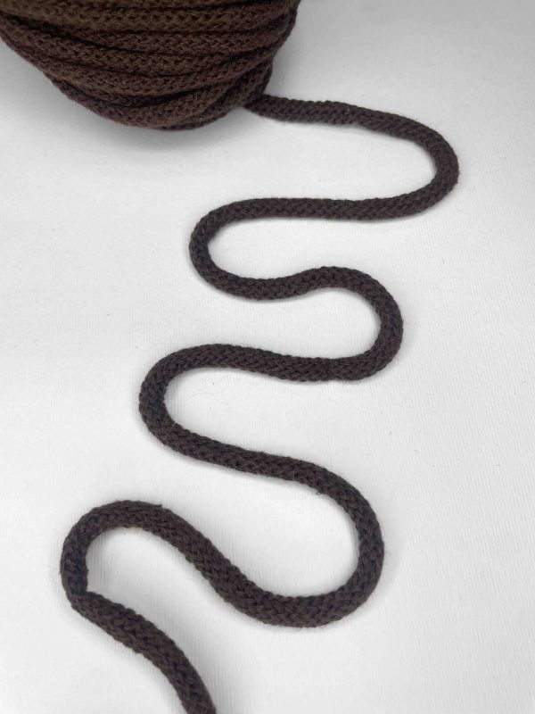Шнур бавовняний круглий , ширина 5 мм , з серцевиною , коричневий,  (50 м) , K-S10