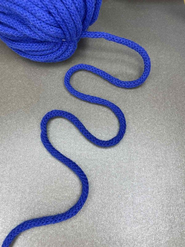 Шнур бавовняний круглий , ширина 5 мм , з серцевиною , синій(електрик)  (50 м) , K-S10