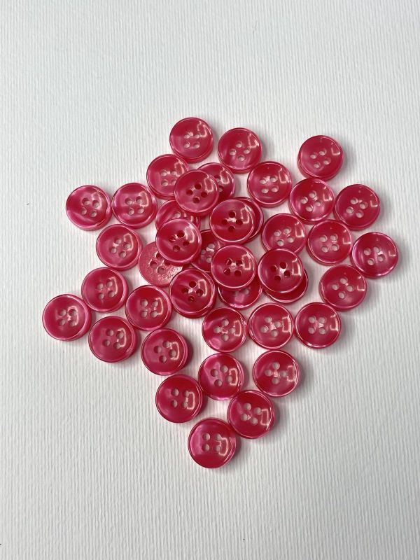 Гудзик сорочковий L18, глянцевий, темно рожевий на 4 удари,  (100 шт), GZ-283