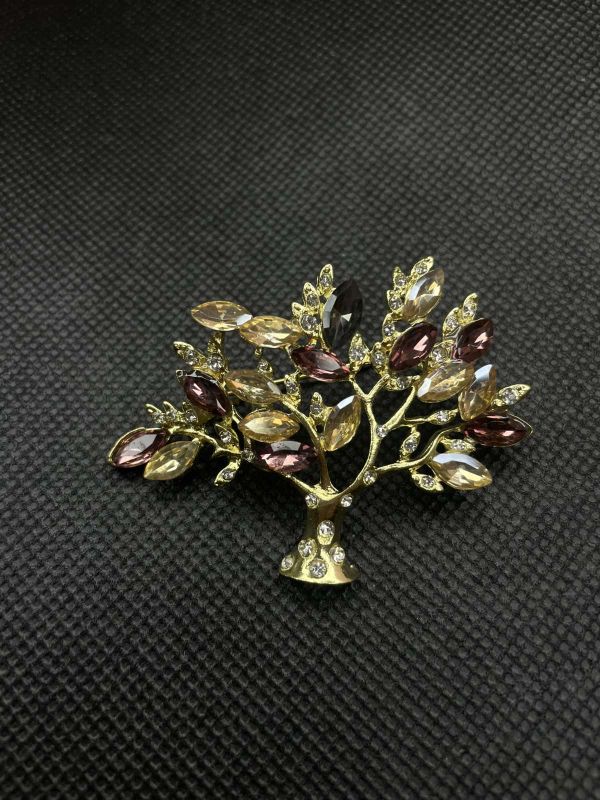 Брошка металева , дерево,мікс коричневих кольорів , 50 мм*40 мм ,ZB-346